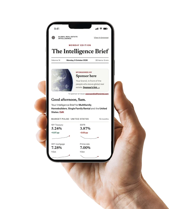 The Monday Intelligence Brief on a phone, with the sponsor panel below the masthead